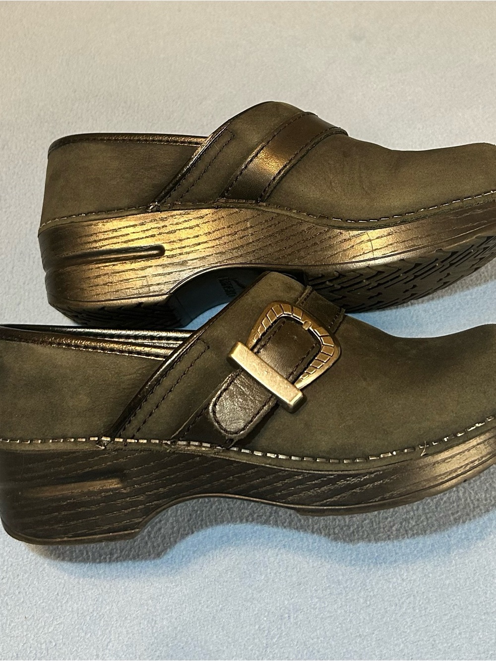 Dansko Black Suede Slip-On Clogs with Buckle